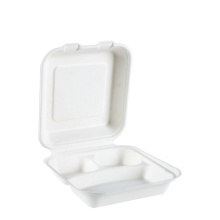 Disposable Compostable Sugarcane Bagasse 3 Compartment Box